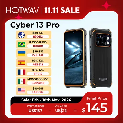 [Taxa Inclusa] HOTWAV Cyber 13 Pro Rugged Smartphone 10800mAh 12GB+256GB