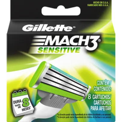 Carga para Aparelho de Barbear Gillette Mach3 Sensitive - 8 Unidades por R$ 35