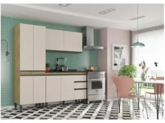 Cozinha Compacta SMP Viena com Balcão 8 Portas - 3 Gavetas | R$ 700
