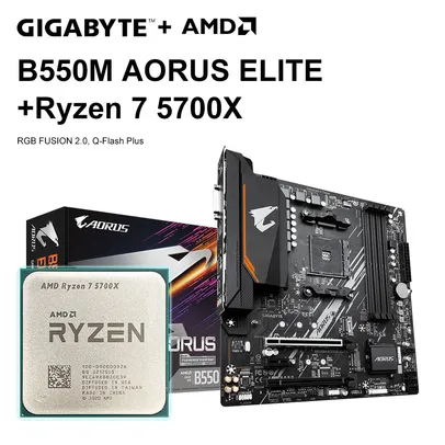 Conjunto de Motherboard Aorus Elite Processador AMD Ryzen 7 5700X,, B550M