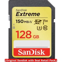 Cartão SD SanDisk Extreme SDXC 4K UHD 128GB