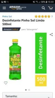 PRIME - Desinfetante Pinho Sol Limão 500ml | R$4