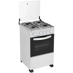 Fogão de Piso Esmaltec 4 Bocas Bali, Mesa de Inox, Branco