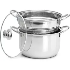 [Americanas] - Espagueteira Inox c/ Tampa de Vidro 22cm - 3 Peças - Classic Home