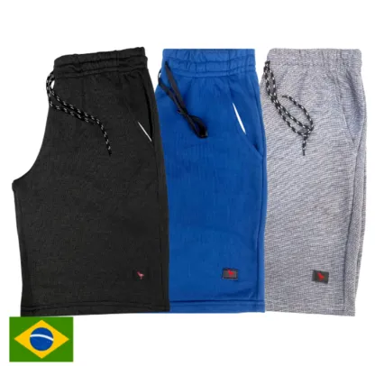 kit 3 Bermudas moletom masculina