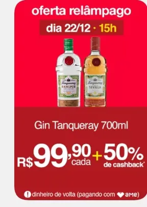 (APP/SC AME R$35 / AME R$49) Tanqueray Flor de Sevilla Gin 700ml