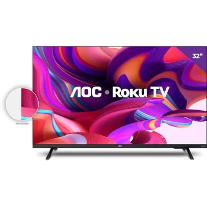 Smart TV LED 32 HD AOC 32S5135/78G - Design sem bordas, Wifi, Conversor Digital, USB, HDMI