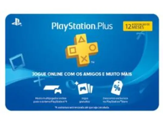 [R$ 89,90 com AME] Gift Card Digital Sony Playstation Plus 12 Meses