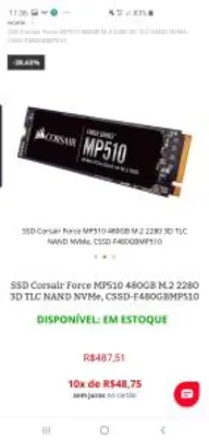 SSD Corsair Force MP510 480GB M.2 2280 3D TLC NAND NVMe, CSSD-F480GBMP510