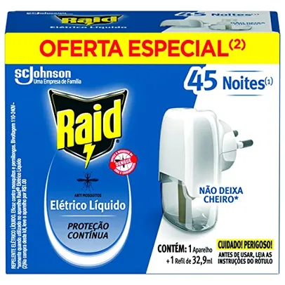 [Prime/Rec] Repelente Elétrico Líquido Raid Anti Mosquitos 1 Aparelho + 1 Refil de 32,9 ml