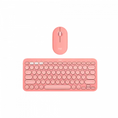 Mouse Sem Fio Logitech Pebble Mouse 2 M350s Rosa + Teclado sem fio Logitech Pebble Keys 2 K380s - Rosa