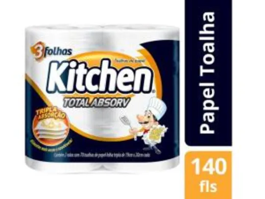 [App/Cliente Ouro] 10 pacotes - Papel Toalha Folha Tripla Kitchen Total Absorv - R$40