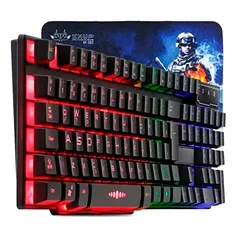 Kit Teclado Gamer Semi Mecanico Iluminado Led para Pc Ps4 Ps5 Xbox Notebook Abnt com Mouse Pad Gamer …