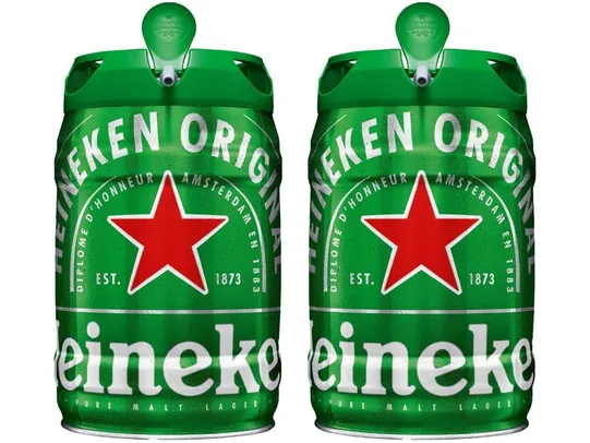 Cerveja Heineken não Retornável Pilsen Barril 5L - 2 Unidades