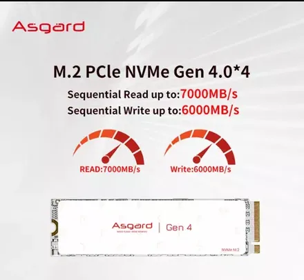 [1° Compra] SSD Asgard-AN4 Plus, GEN4X4, M.2 2280, Pcle 4.0, NVMe, 1TB