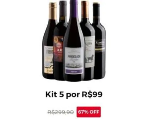 Kit 5 vinhos por R$99