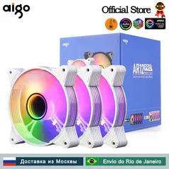 KIT 5 Fans / Ventoinha Aigo AR12 Pro ARGB Branco