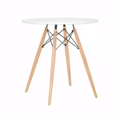 Mesa Redonda 60cm Eames Dsw Branca/Madeirado