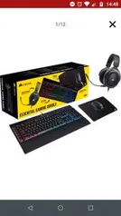 Bundle Corsair 4 em 1: Headset HS50 + Teclado K55 RGB + Mouse Harpoon RGB Pro + Mousepad MM100