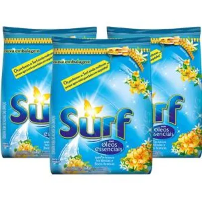 Kit com 3 Detergentes em Pó Surf Hortênsias e Flores Brancas 1kg - R$14,70