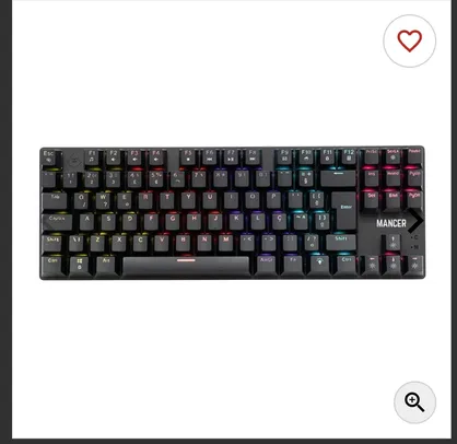 TECLADO MECANICO GAMER MANCER SHADE MK2, RAINBOW, SWITCH HUANO MARROM, PRETO, MCR-SHM2-RBW01BW