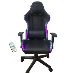 (AME R$480 / SUPER CAÇADOR R$144) Cadeira Gamer Giratoria com Led Preta GT15 Max - DPX