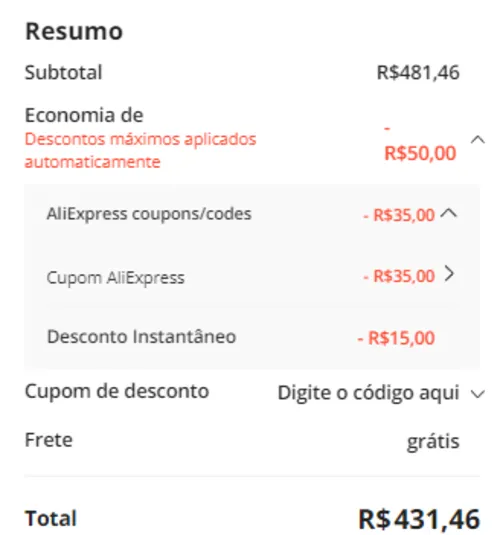 Imagem na descrição da promoção