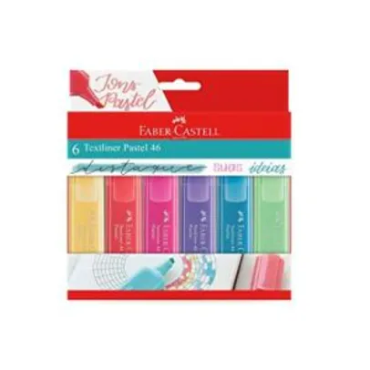 Marca Texto Tons Pastel, Faber-Castell, 6 Cores | R$32
