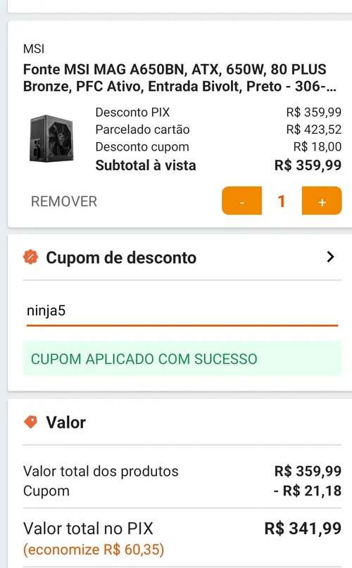 Imagem na descrição da promoção