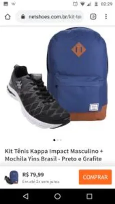 Kit Tênis masculino e mochila