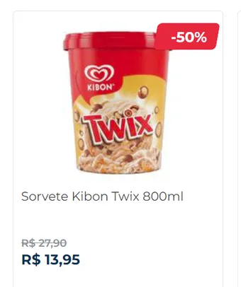 Sorvete Kibon Twix 800ml | Sorvetes em promoção