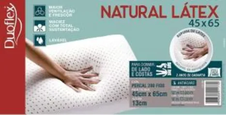 Travesseiro Natural Látex, 45x65x13cm, Duoflex | R$111
