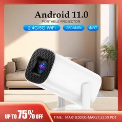 [Taxa Inclusa/Moedas] Projetor Portátil P30, Android 11, Wi-Fi: 2.4gHz/5.8GHZ, Bluetooth 5.0, 280 ANSI, Suporte 4K UHD