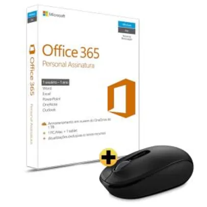 Office 365 Personal Assinatura Anual + Mouse sem Fio Microsoft