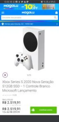 Xbox Series S 2020 Nova Geração 512GB SSD | R$2519 Cartão Magalu