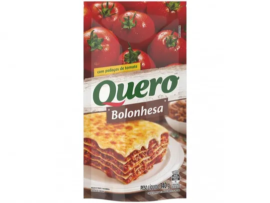 (APP + Cliente ouro + 30% off 2 unid) Molho de tomate bolonhesa Quero 340gr | R$0,72