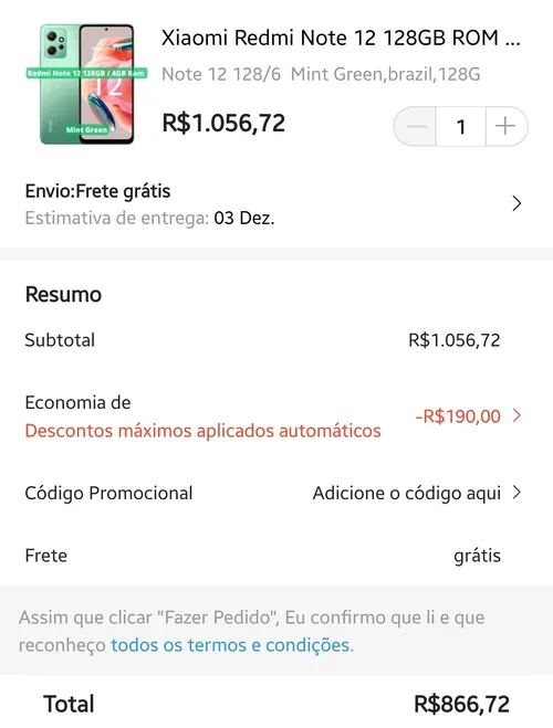 Imagem na descrição da promoção