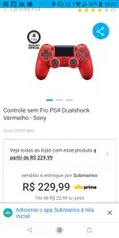 Controle sem Fio PS4 Dualshock Red 197,10 [Cartão sub]