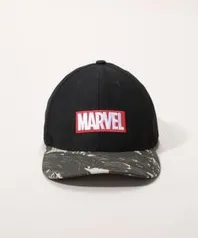 Boné Masculino Aba Curva Marvel Com Estampa Camuflada Preto R$12