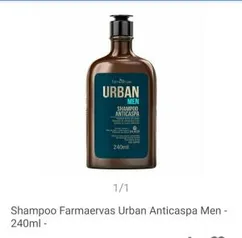 Shampoo Farmaervas Urban Anticaspa Men - 240ml | R$ 15