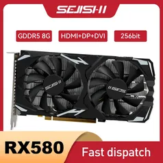 [NO BRASIL\ R$491 Moedas] Placa gráfica SEJISHI Radeon RX580 8G 2048SP