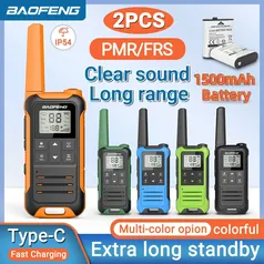 [Já Com Impostos] Mini Walkie Talkie, PMR, FRS, Long Range, Recarregável, Portátil