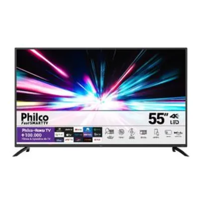 Smart TV Philco 55” Roku Tv 4K Dolby HDR10 LED PTV55G52R2C - Bivolt