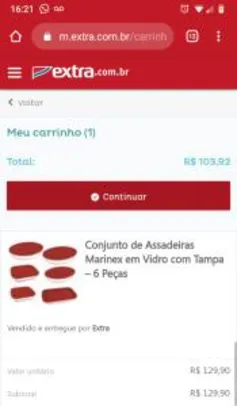 Conjunto de Assadeiras Marinex em Vidro com Tampa – 6 Peças - R$103