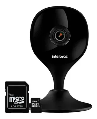 (APP) Câmera Wi-fi Intelbras Imx C Black Visão Noturna 10m + cartão sd 16gb