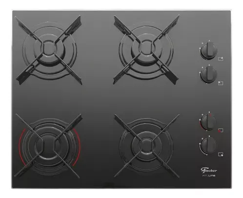 Fogão Cooktop Fischer 4Q Fit Line Gás Mesa Vidro 26342-57175 preto 127V/220V