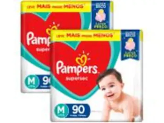 [Regional] 2 Fraldas Pampers Supersec 180 unidades (90 cada pacote) Tamanho M