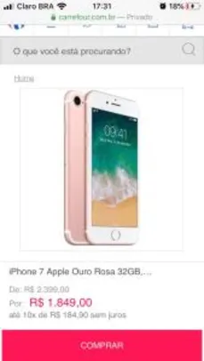 iPhone 7 Apple Ouro Rosa 32GB | R$1849