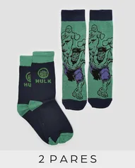 Kit meia 2 pares masculina Hulk verde | Marvel