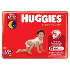 Fralda Descartável Infantil Huggies Supreme Care G Pacote 66 Unidades  - R$0.85/ a tira